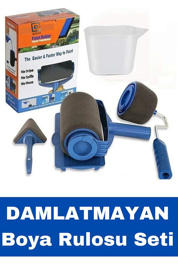 Damlatmayan Hazneli Rulo Seti Boya Fırçası Kolay Duvar Tavan Pratik Boyama Fırça Seti - 9