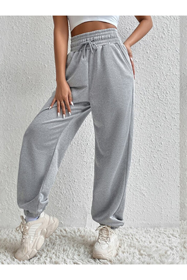 Yustex Gray Flexible Oversize Sweatpants - Sweat-Wicking, Elastic Legs