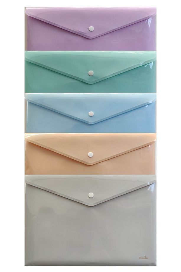 A4 Çıtçıtlı Zarf Dosya 5 Renk Pastel Renkler - 1