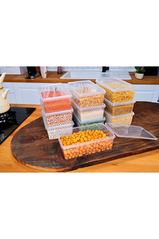 10 Pieces Storage Container Food Coffee Food with Lid Lockable Suitable for Freezer 2Liter (23X14X8 CM)