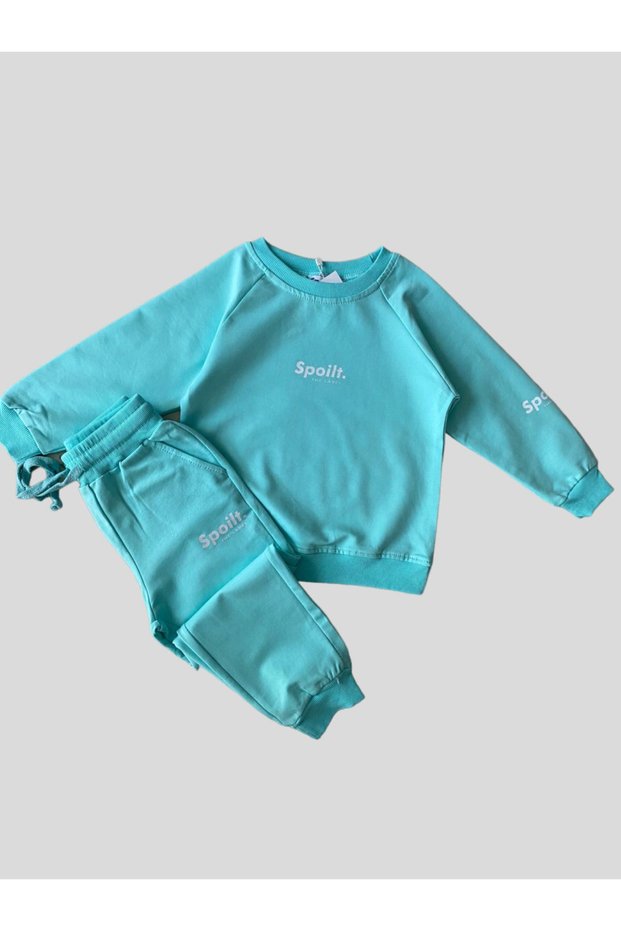 Alişş Kids Girl's Cotton Suitable Spoilt Written Tracksuit Set for School