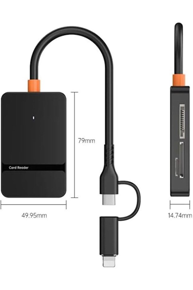 Çoklayıcı Adaptör 8 in 1 Lightning/Type-c To USB A,SD TF MS/Macbook uyumlu Çevirici Adaptör ADS-315 - 3