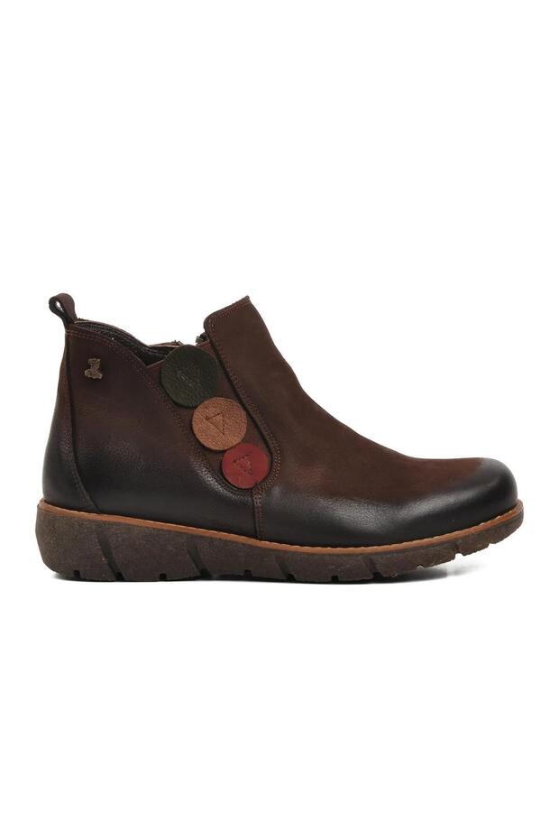 1953755 K Women's Leather Short Boots - Elastic and Zippered