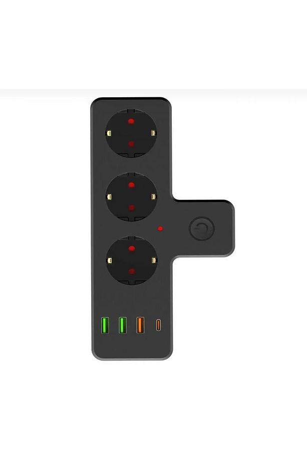 RONVA 3'lü Termal Akım Korumalı Priz 3xUSB 1xType-C 20W PD Giriş - 1
