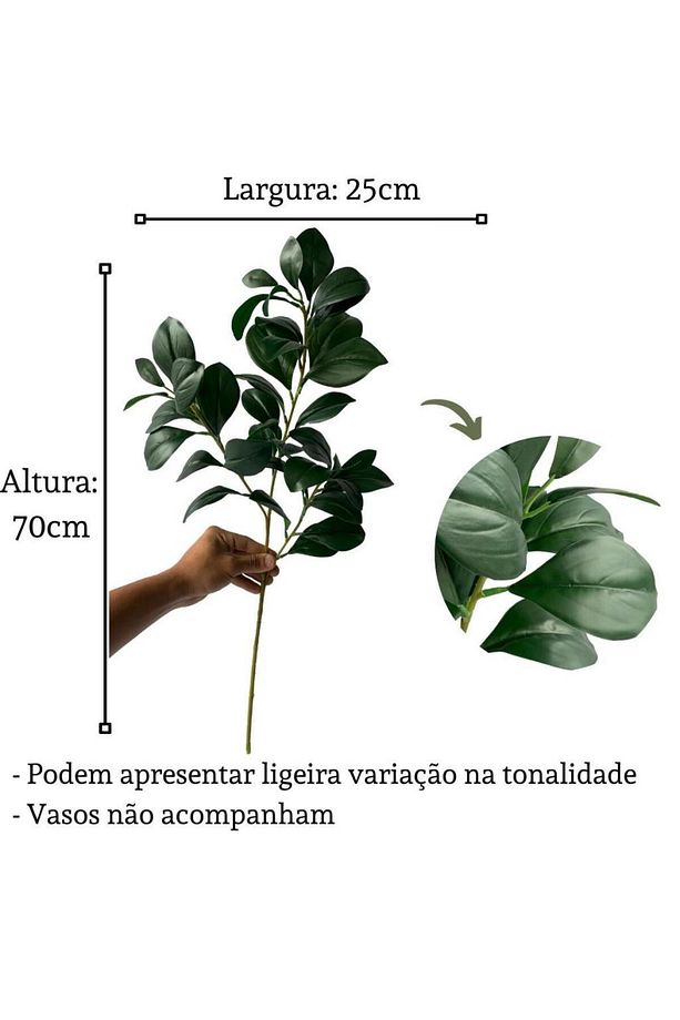 Yapay Çiçek Yeşil Keman Yapraklı Kauçuk Dalı Tek Dal Uzun Dal 70cm - 3