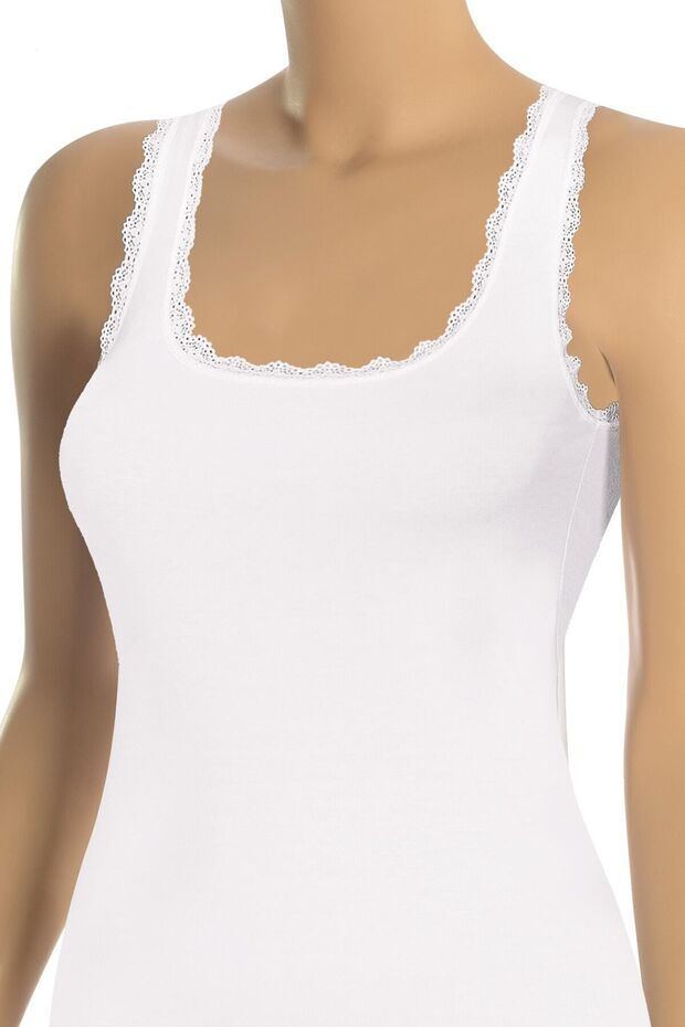 Kadın Atlet Dantelli Kalın Askılı (%90 Viskon - %10 Elastan) - 1