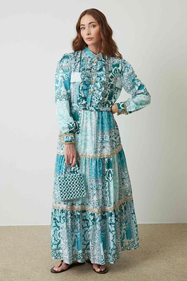 Green Floral Ethnic Printed Dress