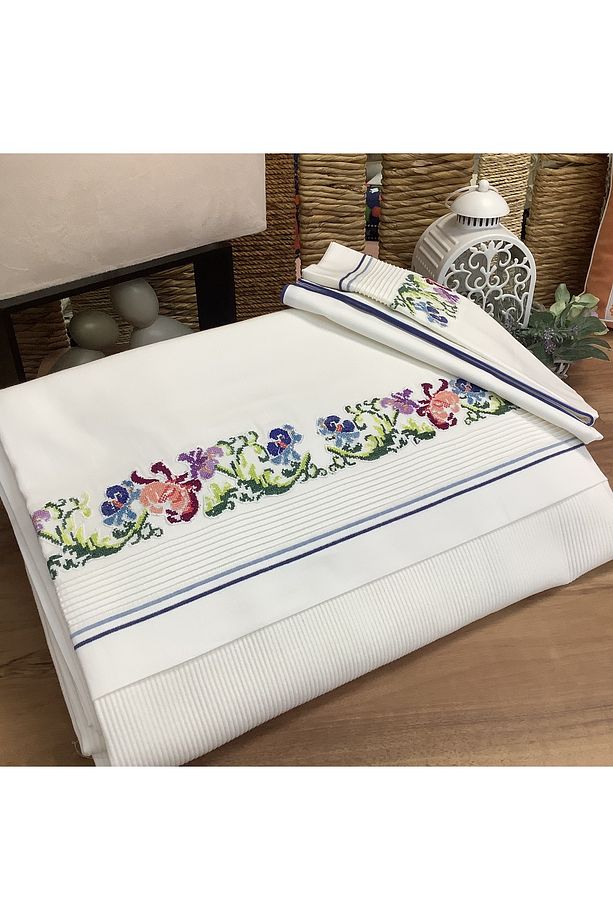 Kaneviçeli Pamuklu Tek Kişilik Pike Takımı -4 parça - 1