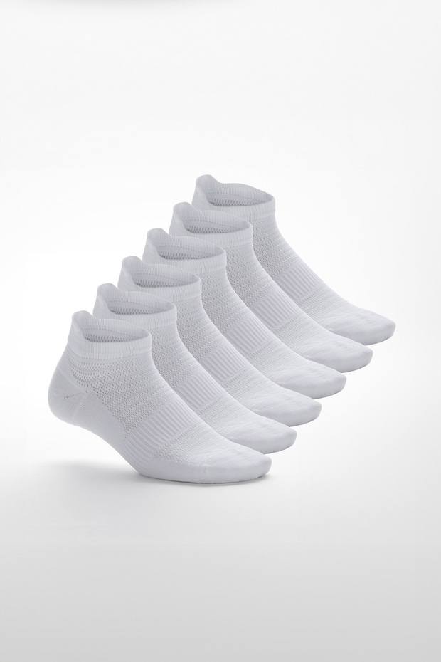 Cotton Heel Reinforced Women'S/Men's Sneaker Sports Socks - 6 Pairs - White