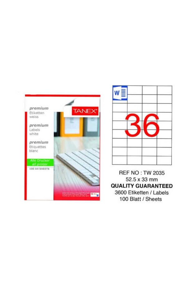 Laser Etiket 100 Yp 52.5x33 Laser-copy-ınkjet Tw-2035 - 1