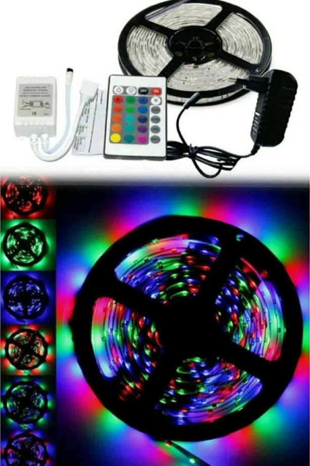 Şerit Led Rgb 24 Tuşlu Kumandalı 5050 Smd 5 Metre 3 Çip Tam Set - 4