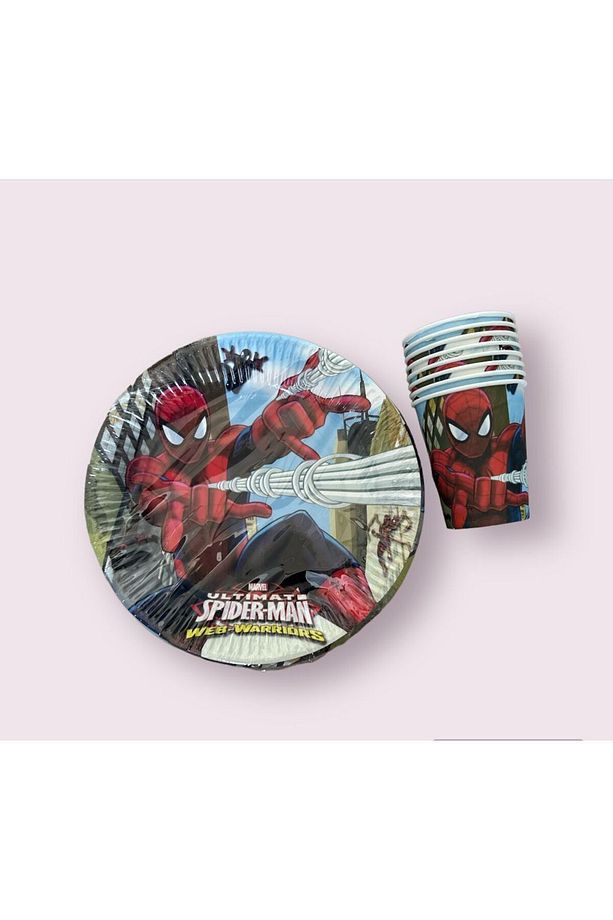Örümcek Adam Spiderman Kırmızı Örümcek Adam Tabak Bardak Çatal Set 8 Kişilik Erkek Çocuk Doğum Günü - 2
