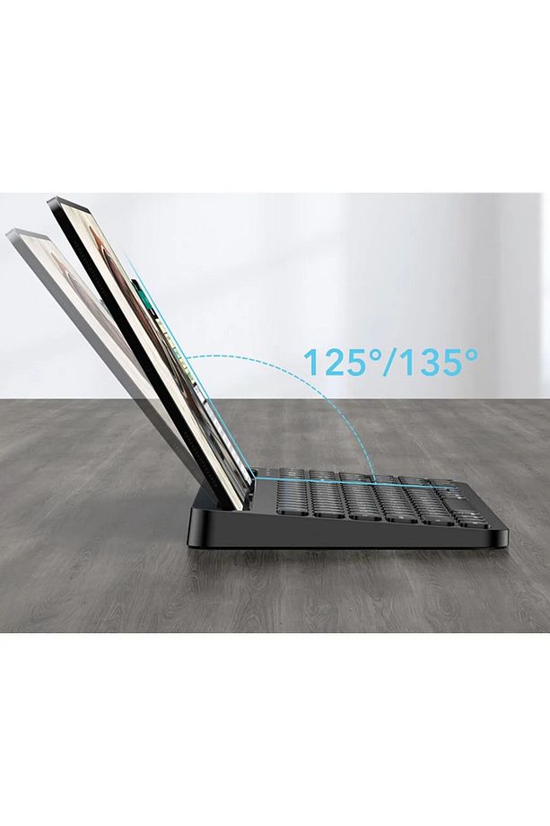 Kablosuz Bluetooth Bağlantılı Taşınabilir Şarjlı Tablet iPad Dokunmatik Touchpad Tablet Klavye - 5