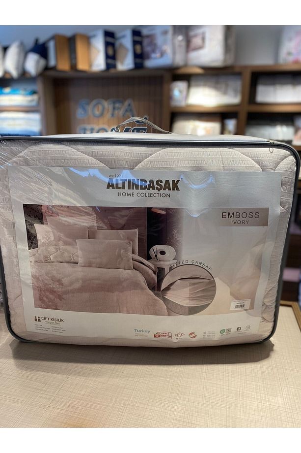 Emboss Fitilli Gofreli Ivory Çift Kişilik Uyku Seti Altınbaşak - 1