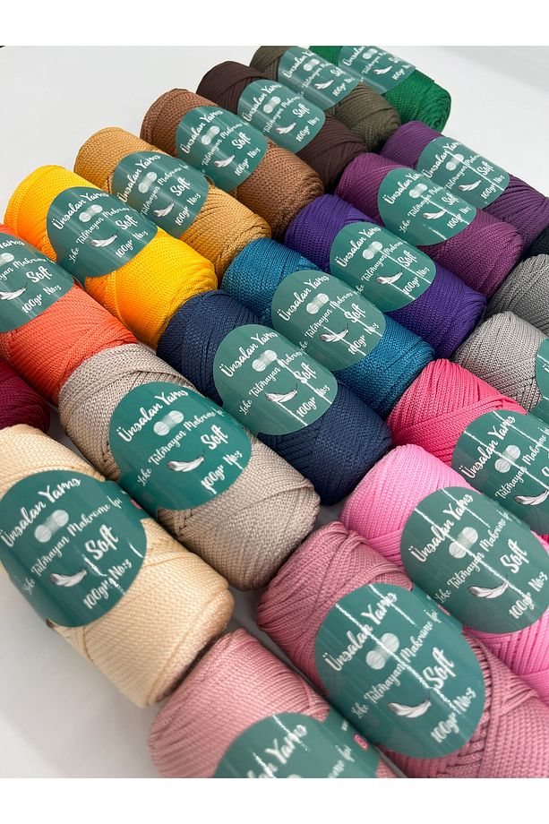 Premium 100gr Polyester Makrome Ipi Ekru 120mt 2mm Polyester Çanta Ipi Supla Ipi Runner Ipi 5'li - 3