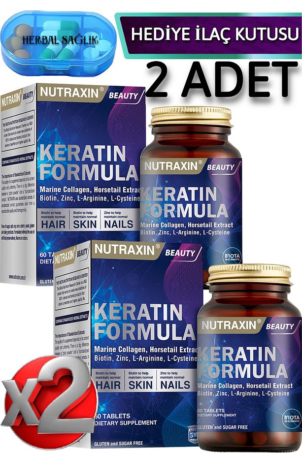 2 Adet Keratin Formula Saç Bakım Vitamini-(Kolajen,Keratin,Biotin,Çinko,LArginin,LSistein)60 Tablet - 1