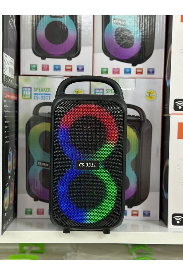 Orta boy çift kabin bluetooth hoparlör ses bombası led ışıklı - 1