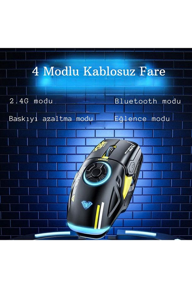 Mekanik Klavye Mouse Seti Kablolu Klavye 2.4G Mouse RGB Bilek Desteği Daktilo Klavye Retro - 8