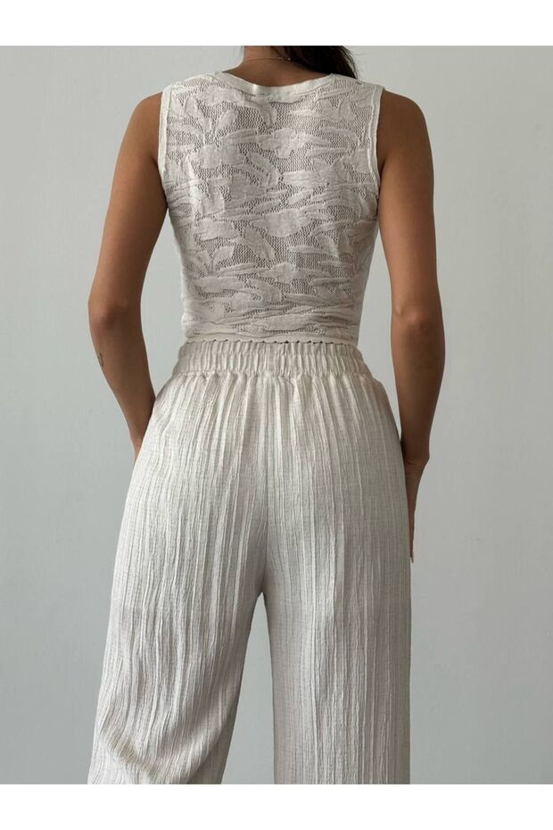 Triko Arka Dekolteli Crop Yelek - 2