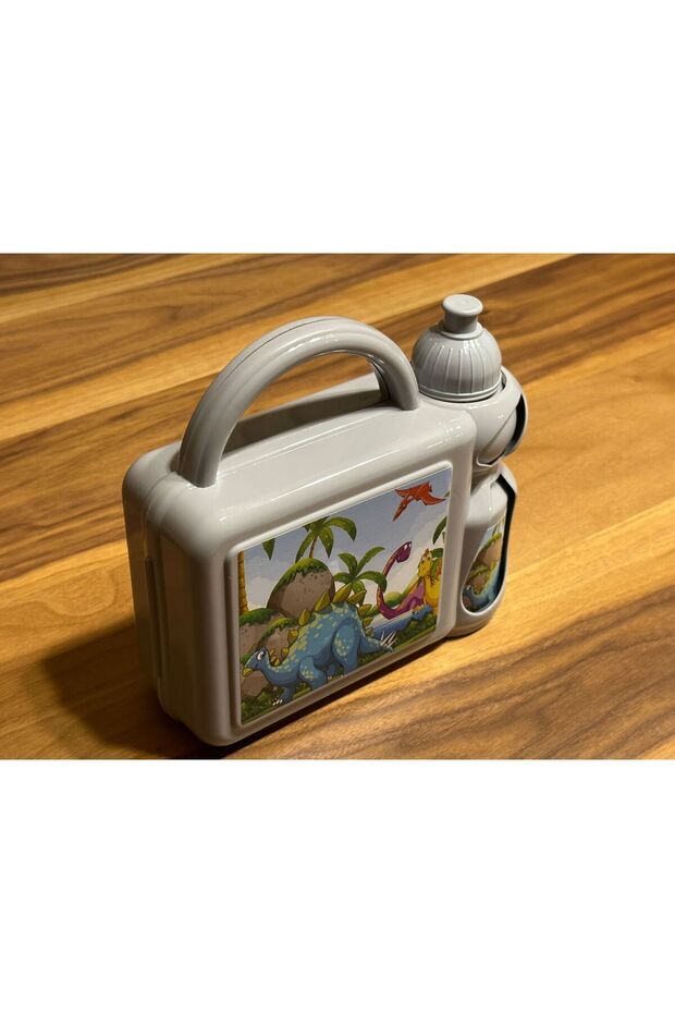 Gray Children's School Kindergarten Lunch Box Bag with Water Bottle