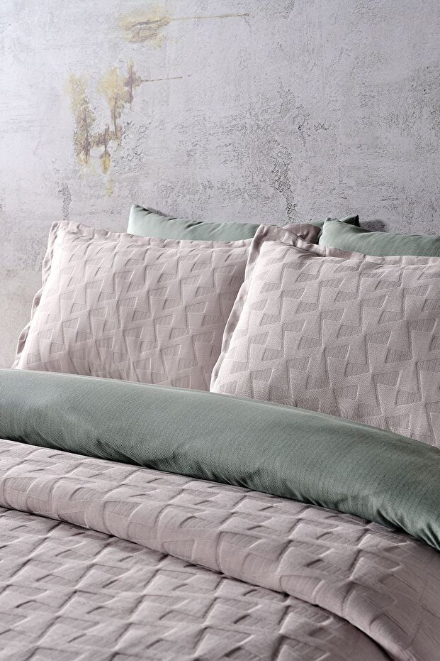 Arya Çift King Size Yatak Örtüsü - Vizon - 8