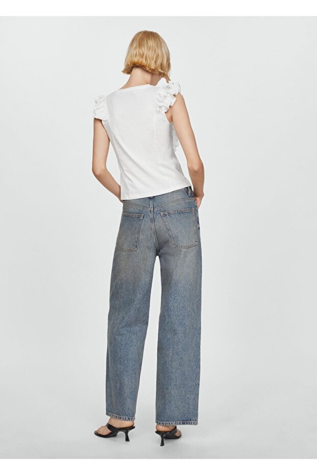 Fırfırlı pamuklu tişört - 4