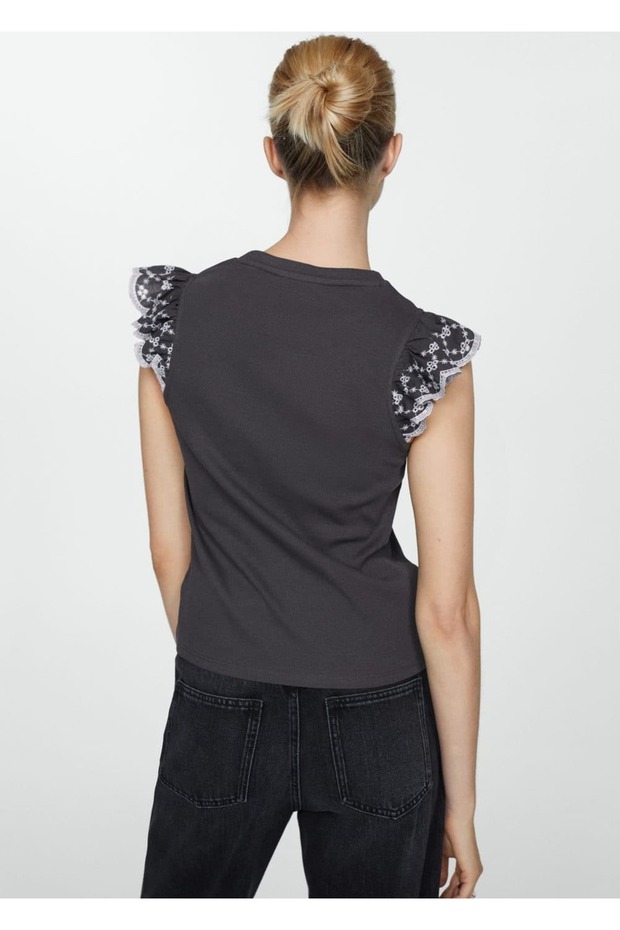 Kolları volanlı tişört - 4