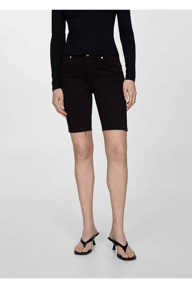 Slim fit kot bermuda şort - 1