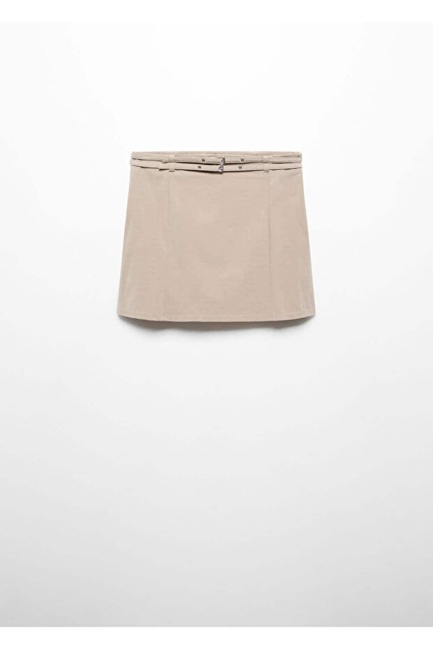 Çift Kemerli Mini Etek - 3