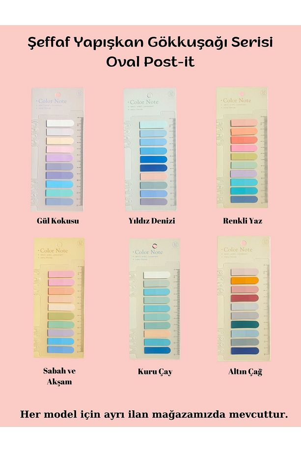 Şeffaf Renkli Postit Yapışkan Not Kağıdı Oval Post-it Gül Kokusu - 8
