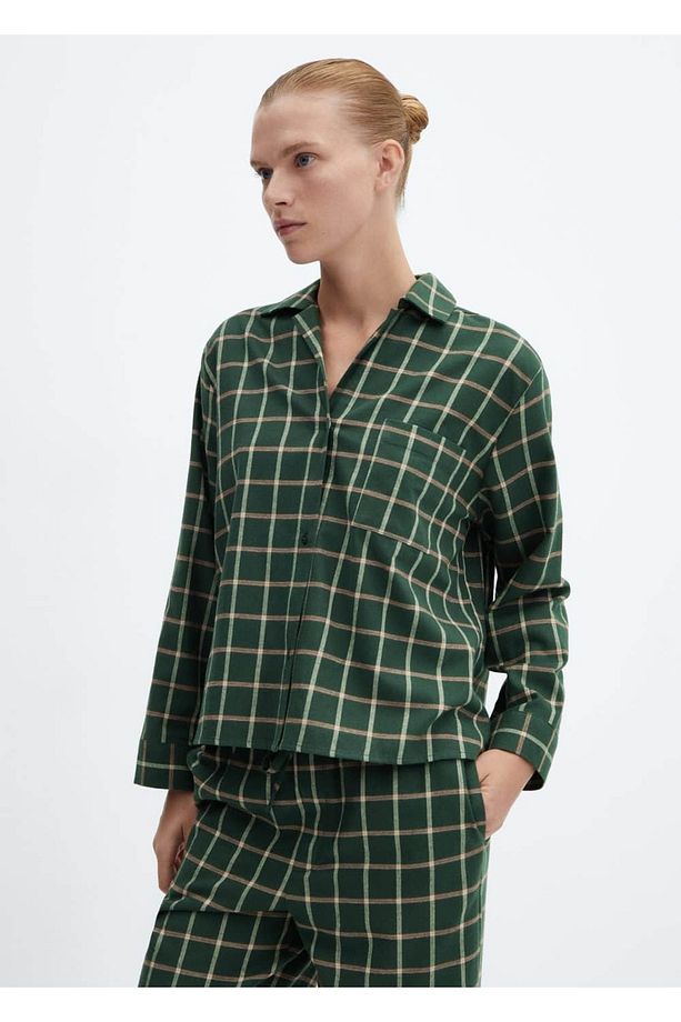 Flanel Ekose Pijama Gömleği - 1