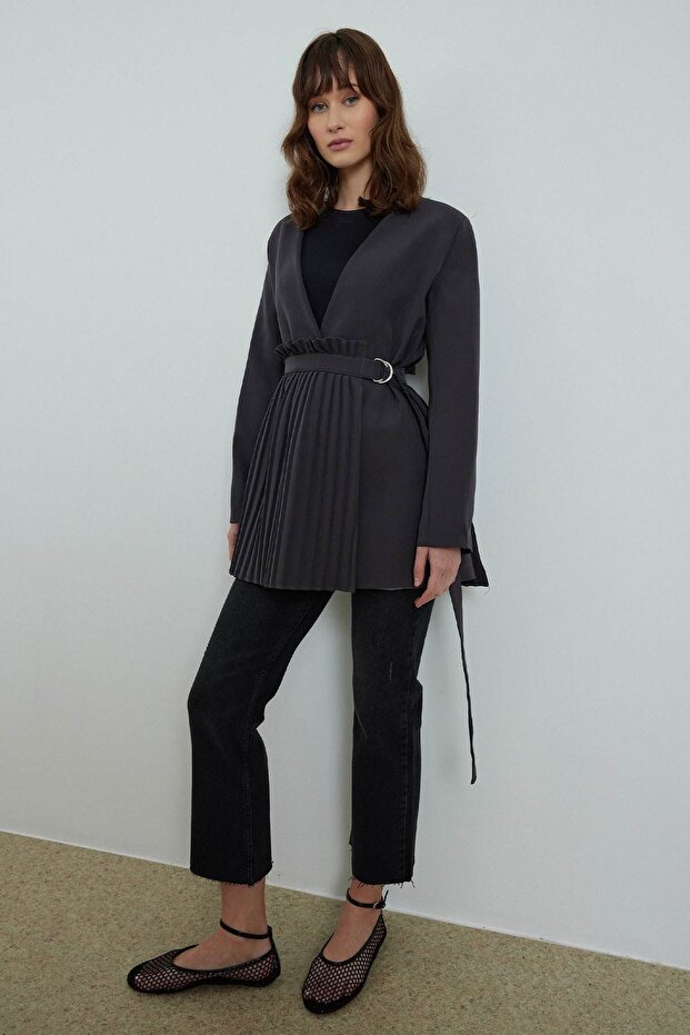 Pi̇li̇se Accessoried Blazer Jacket - Anthracite