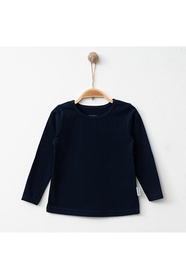 جسم أساسي بأكمام طويلة باللون الأزرق الداكن - 1