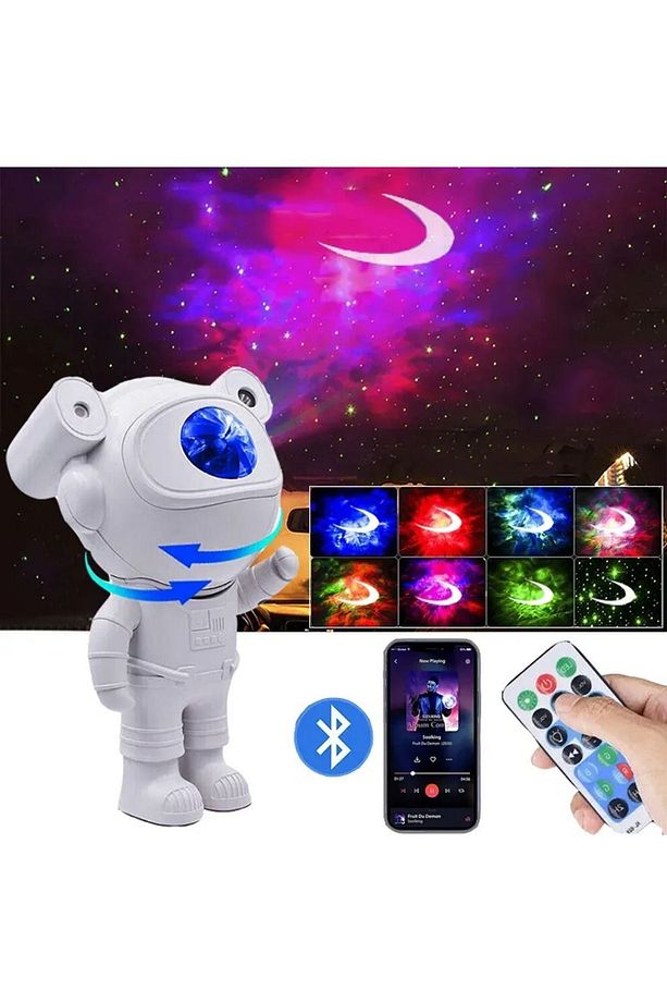 Astronot LED Yıldızlı Gökyüzü Projektörü Bluetoothlu Şarkı Çalabilen  Uzaktan Kumandalı Projektör - 1