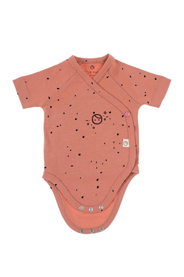 Short Sleeve Double Breasted Bodysuit Newborn Cosmos Pink Organic Cotton