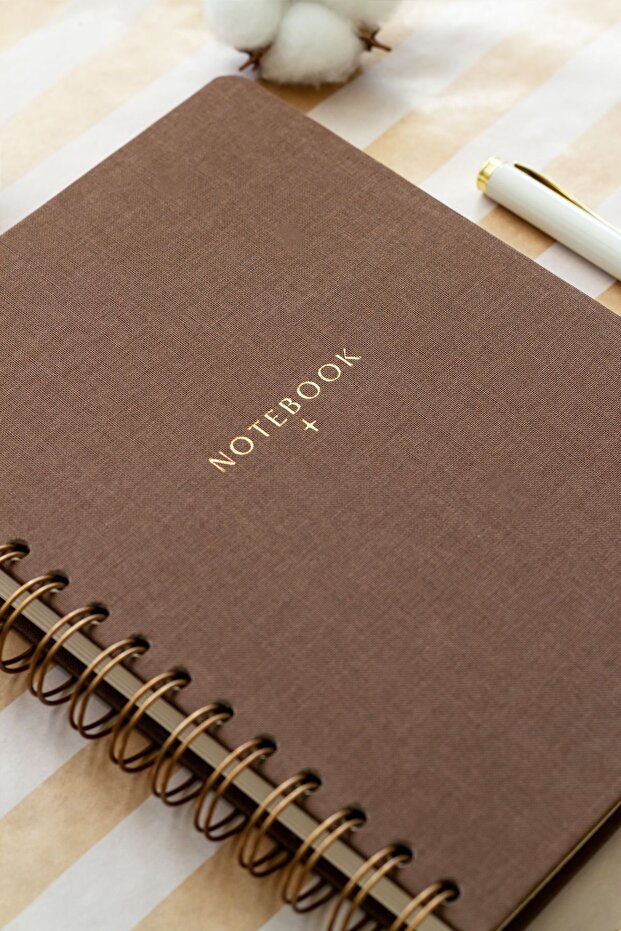 15x21 cm SpirAl Linen NotepAd - Brown A5 - 3