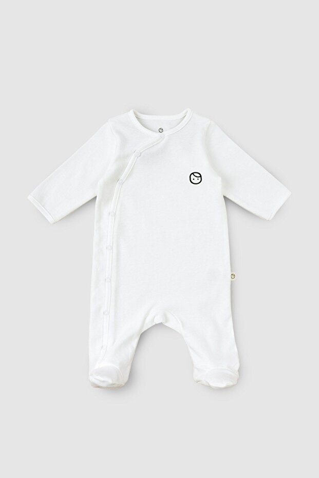 Jumpsuit with Booties Newborn White Organic Cotton