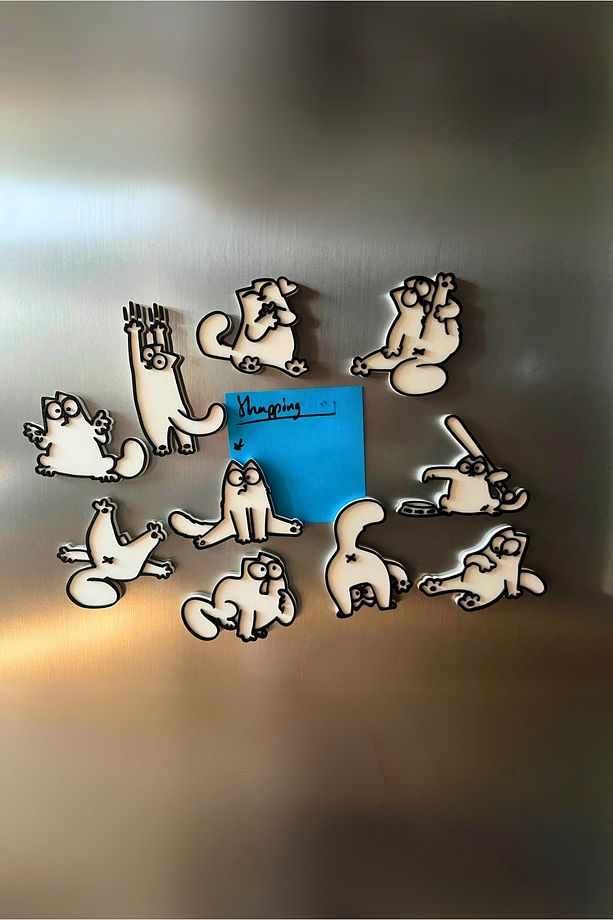 10'lu Simon's Cat Figürlü Magnet Seti - Sevimli ve Eğlenceli Mıknatıs Koleksiyonu - 1