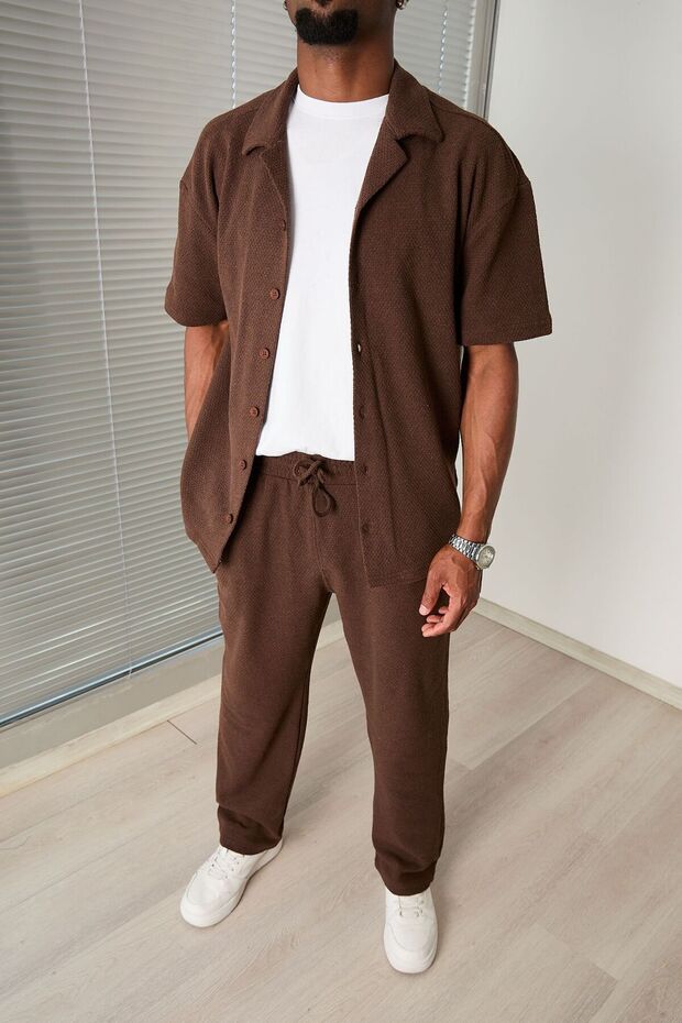 طقم بدلة القهوة للرجال - 4