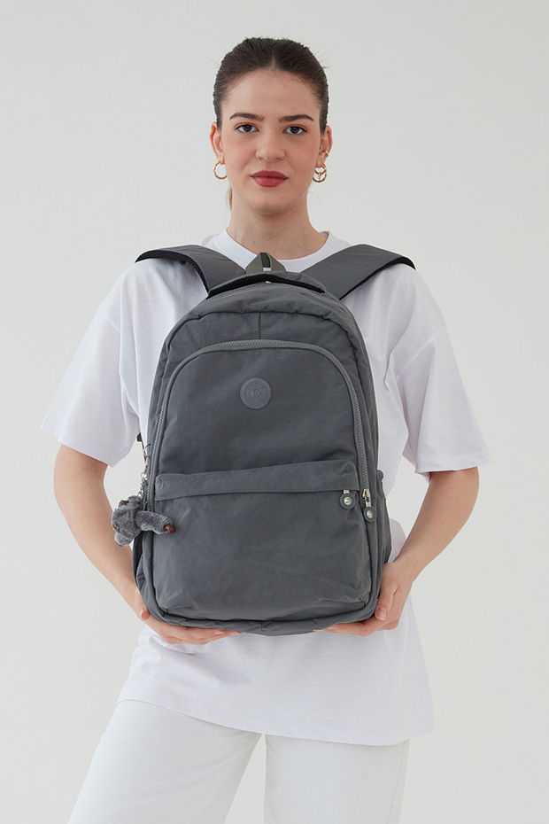 Unisex Crinkle Waterproof Fabric Large Size School Travel Backpack with Eyes Rosso Collina Smoked K Gray
