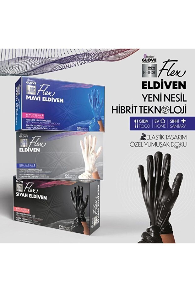 Flex Beyaz Pudrasız Eldiven 100 Lü Small - 3