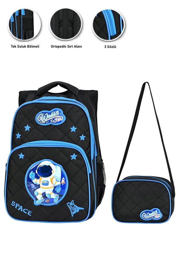 Men's School Bag - Starry Astronaut, Space Bag + Nutrition Primary School Bag