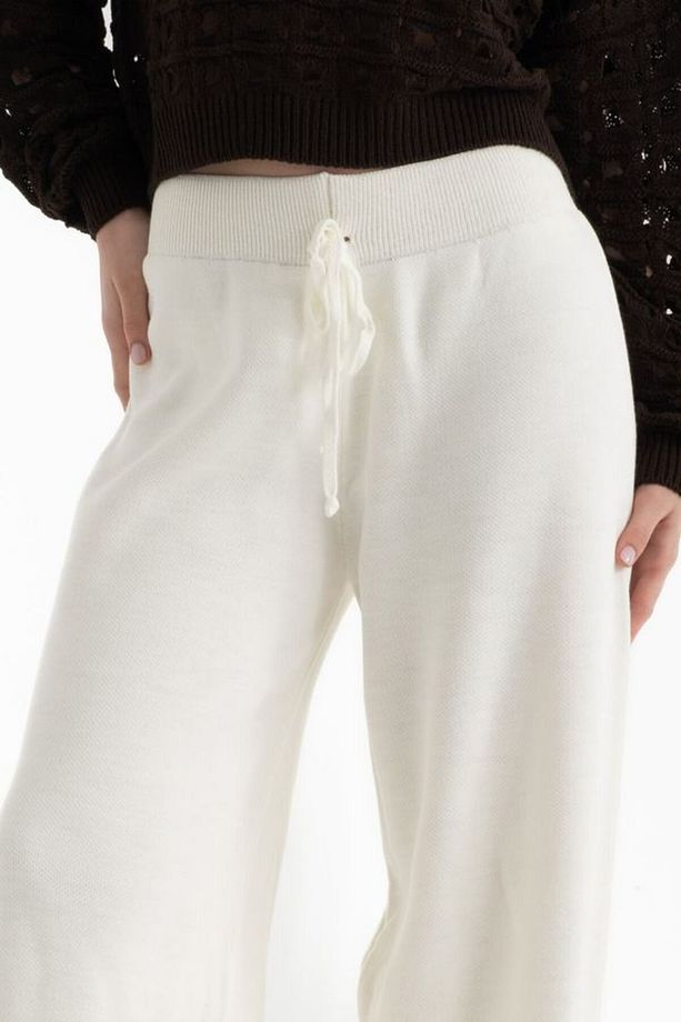 Bağcıklı Oversize Örme Pantolon - 5