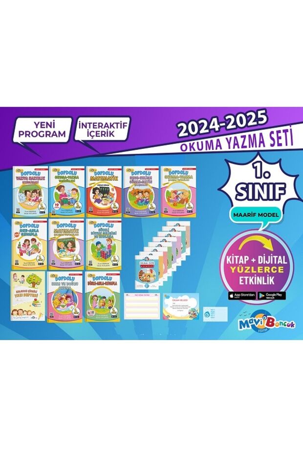 1.Sınıf Mavi Boncuk Okuma Yazma Seti 2024 - 2025 + 1.Sınıf Bir Gün Ödev Bir Gün Hikaye / SET - 3