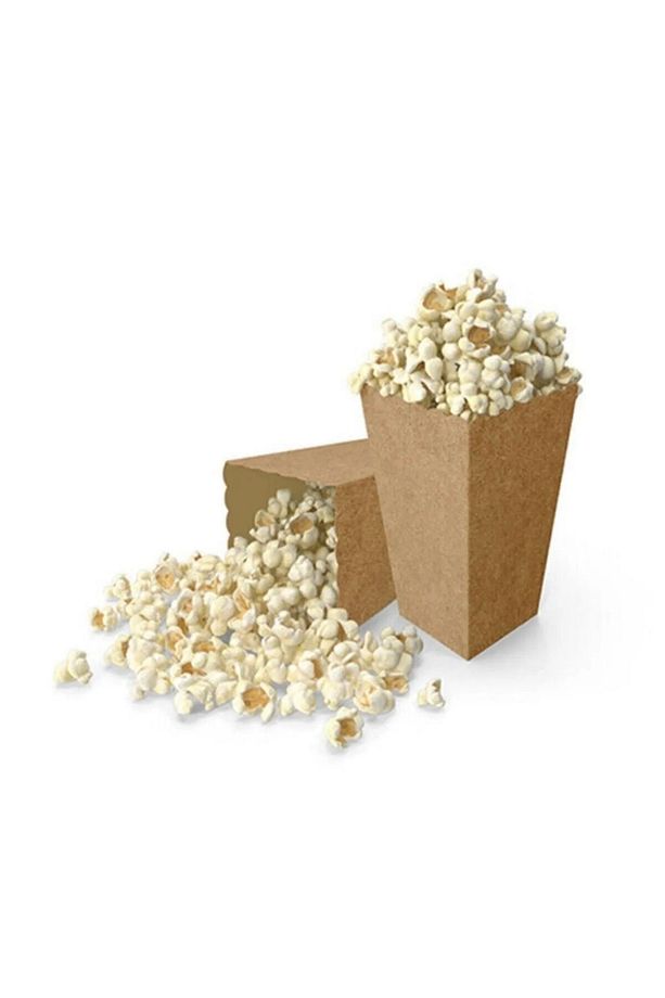 Kraft Mısır Kutusu Kraft Patlamış Mısır Kutusu Kraft Popcorn Kutusu 8 adet - 1