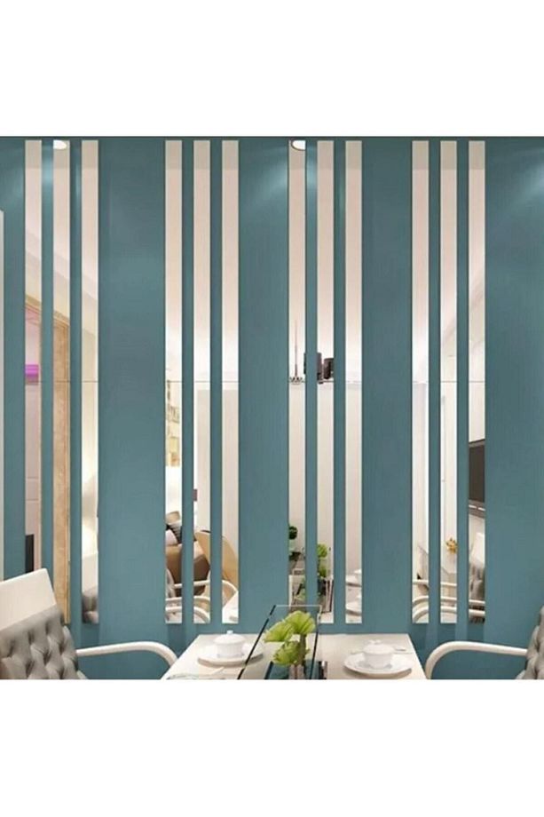 Dekoratif Şerit Gümüş Ayna Pleksi Duvar Süsü 2.5×100cm ( Yapışkanlı ) - 1