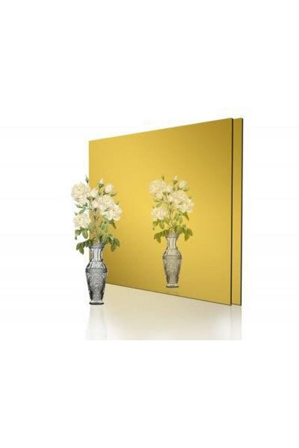 Dekoratif Kare Gold Ayna Pleksi Duvar Süsü Gold ( Yapışkanlı ) - 1