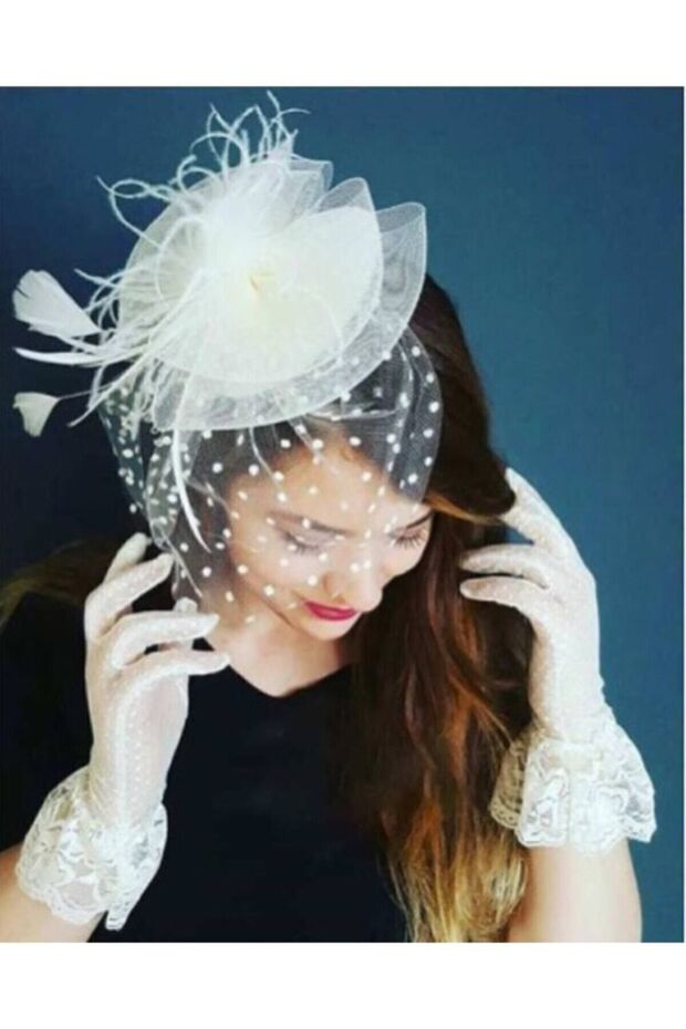 الأبيض منقطة قبعة الزفاف قبعة الزفاف Vualet