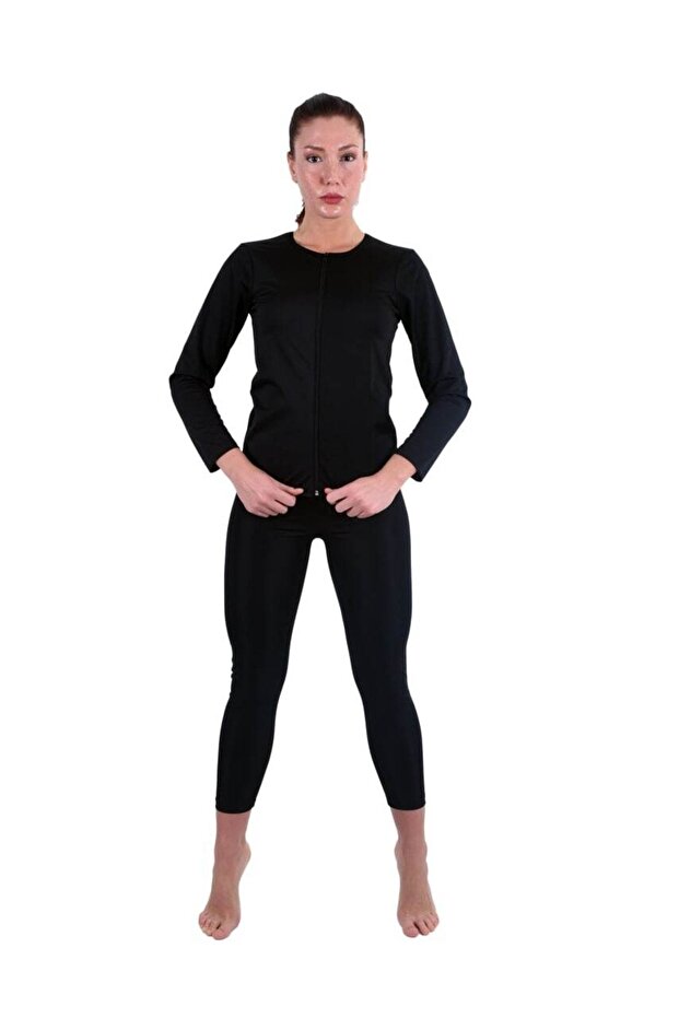 Thermal Sauna Sweating Slimming Zippered Long Sleeve Leggings Set