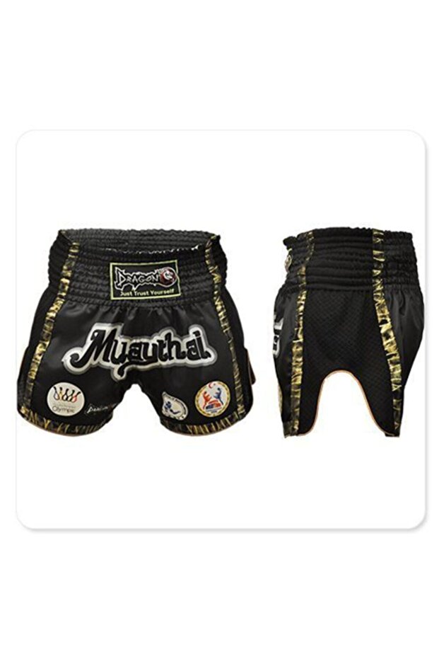 Drg Muay Thai شورت أسود معتمد من الاتحاد
